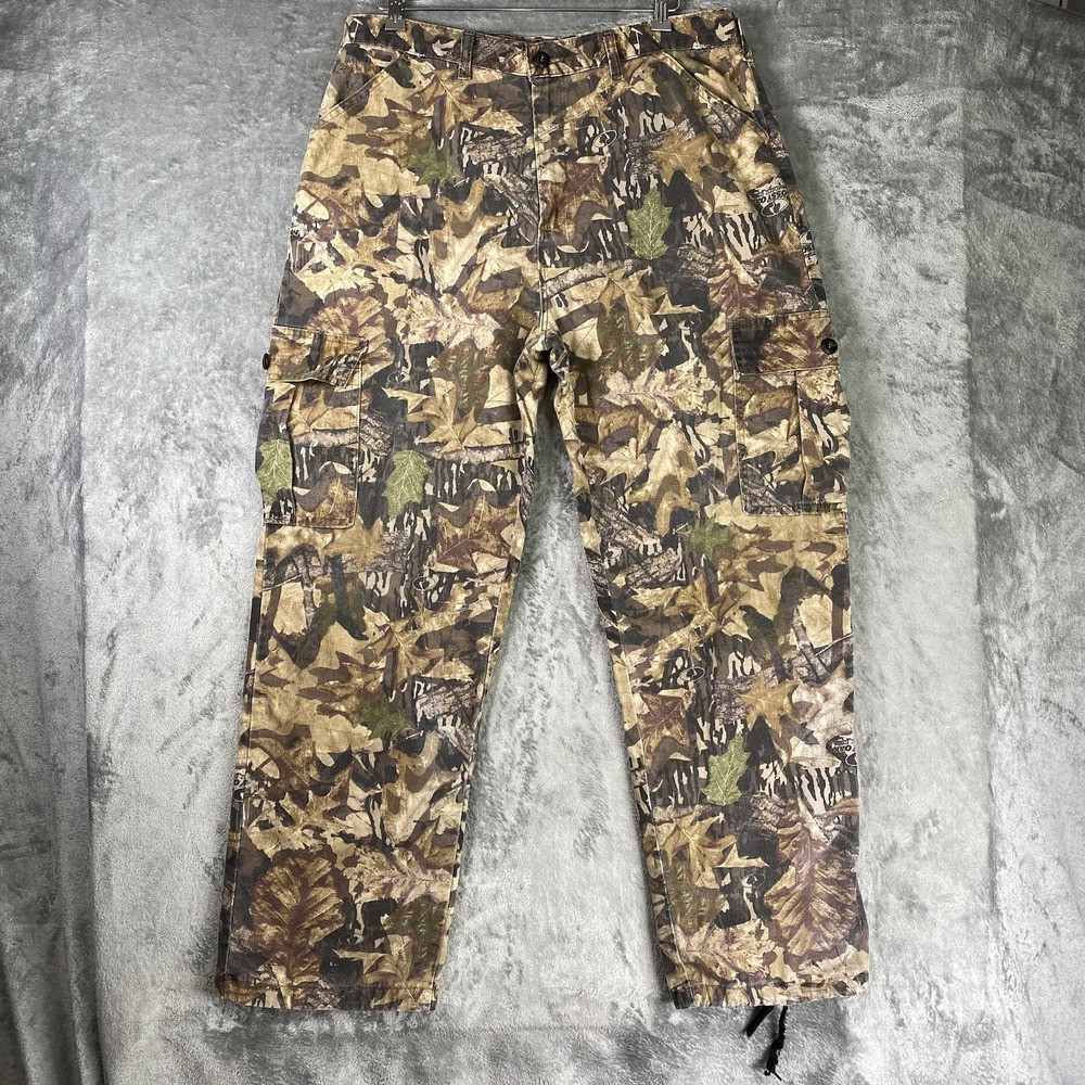 Vintage Jerzees Pants Mens Size L Mossy Oak Forest Floor Camo Cargo Outdoor Hunt